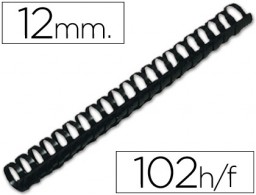 CJ100 canutillos Q-Connect plástico negro 12 mm.